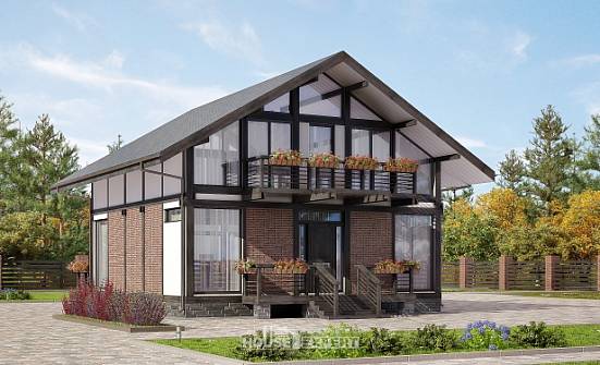 170-007-П Проект двухэтажного дома с мансардным этажом, экономичный коттедж из бревен Северобайкальск | Проекты домов от House Expert