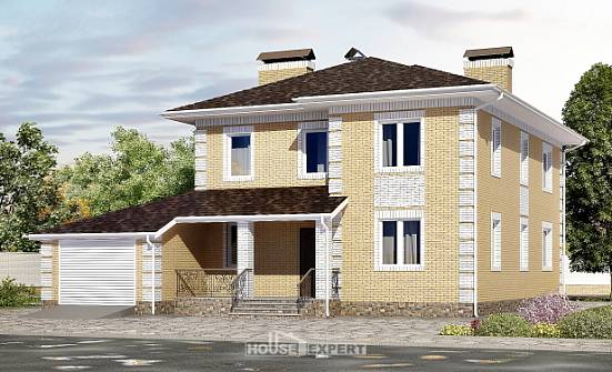 220-006-Л Проект двухэтажного дома, гараж, современный домик из блока Гусиноозерск | Проекты домов от House Expert