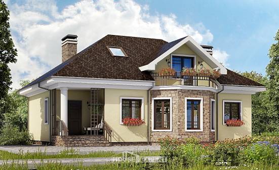 150-008-Л Проект двухэтажного дома мансардный этаж, доступный дом из твинблока Северобайкальск | Проекты домов от House Expert