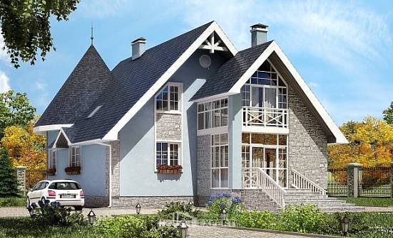 170-003-П Проект двухэтажного дома с мансардой, уютный загородный дом из газосиликатных блоков Гусиноозерск | Проекты домов от House Expert