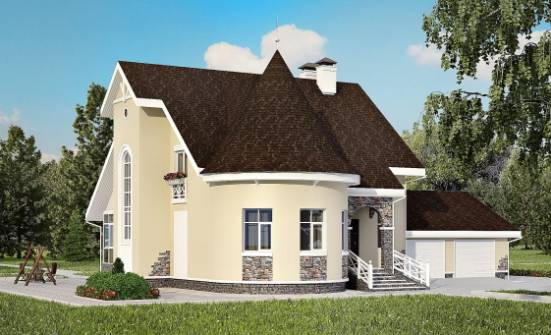 275-001-Л Проект двухэтажного дома с мансардным этажом, гараж, уютный дом из кирпича Гусиноозерск | Проекты домов от House Expert