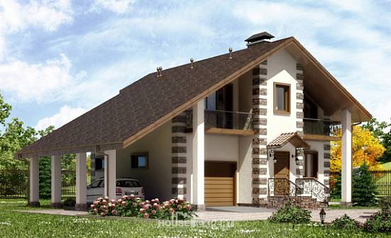 150-003-Л Проект двухэтажного дома мансардой, гараж, экономичный домик из бревен Улан-Удэ | Проекты домов от House Expert