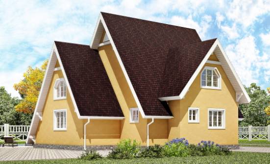 155-008-П Проект двухэтажного дома мансардный этаж, бюджетный домик из дерева Гусиноозерск | Проекты домов от House Expert