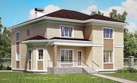 335-001-Л Проект двухэтажного дома, гараж, современный дом из кирпича Гусиноозерск | Проекты домов от House Expert