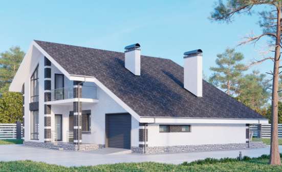 190-008-П Проект двухэтажного дома мансардный этаж, гараж, простой загородный дом из газобетона Гусиноозерск | Проекты домов от House Expert