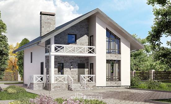 155-001-Л Проект двухэтажного дома с мансардой, гараж, скромный дом из газосиликатных блоков Улан-Удэ | Проекты домов от House Expert