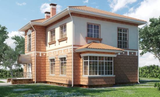 285-001-Л Проект двухэтажного дома и гаражом, красивый коттедж из кирпича Северобайкальск | Проекты домов от House Expert