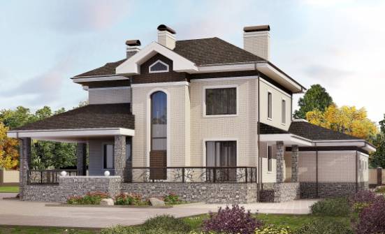365-001-Л Проект трехэтажного дома, гараж, современный домик из кирпича Гусиноозерск | Проекты домов от House Expert