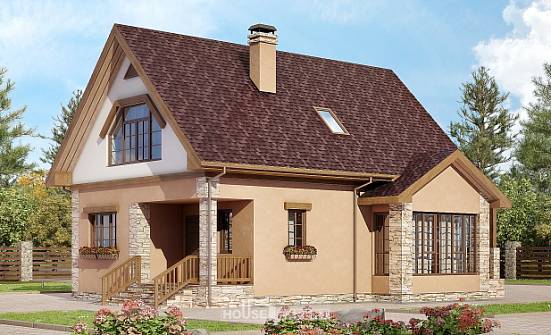 140-002-П Проект двухэтажного дома мансардой, бюджетный дом из твинблока Улан-Удэ | Проекты домов от House Expert
