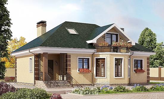 150-013-Л Проект двухэтажного дома с мансардным этажом, красивый домик из кирпича Улан-Удэ | Проекты домов от House Expert