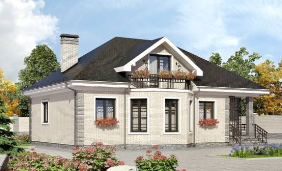 150-013-П Проект двухэтажного дома с мансардой, небольшой коттедж из кирпича Гусиноозерск | Проекты домов от House Expert