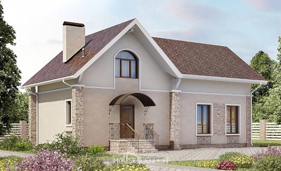 150-012-Л Проект двухэтажного дома с мансардой, уютный домик из бризолита Северобайкальск | Проекты домов от House Expert