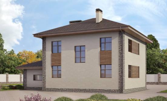 185-004-П Проект двухэтажного дома, гараж, простой дом из пеноблока Северобайкальск | Проекты домов от House Expert