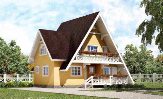 155-008-П Проект двухэтажного дома мансардный этаж, бюджетный домик из дерева Гусиноозерск | Проекты домов от House Expert