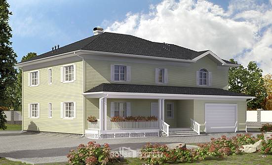 410-002-Л Проект двухэтажного дома и гаражом, классический загородный дом из пеноблока Гусиноозерск | Проекты домов от House Expert