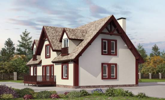 300-008-Л Проект двухэтажного дома мансардой, гараж, огромный домик из арболита Гусиноозерск | Проекты домов от House Expert