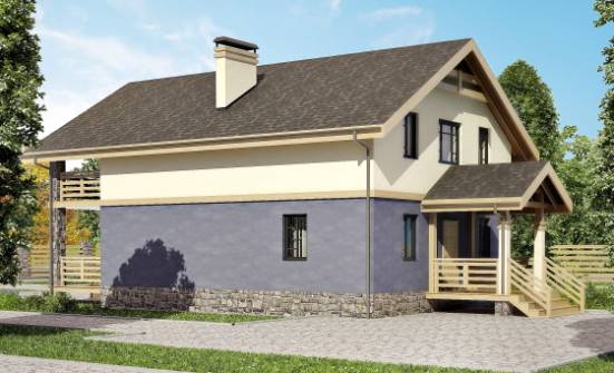 160-010-П Проект двухэтажного дома мансардой, компактный коттедж из газосиликатных блоков Гусиноозерск | Проекты домов от House Expert