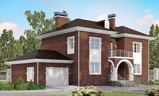 180-006-Л Проект двухэтажного дома и гаражом, простой коттедж из кирпича Гусиноозерск | Проекты домов от House Expert