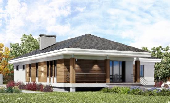165-001-П Проект одноэтажного дома и гаражом, современный домик из теплоблока Гусиноозерск | Проекты домов от House Expert