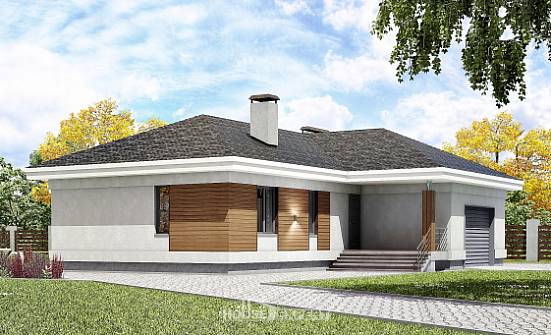 165-001-П Проект одноэтажного дома и гаражом, современный домик из теплоблока Гусиноозерск | Проекты домов от House Expert
