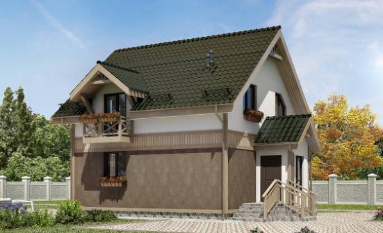 105-001-Л Проект двухэтажного дома мансардой, скромный дом из арболита Северобайкальск | Проекты домов от House Expert