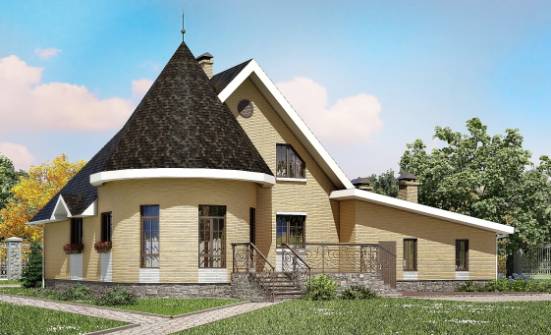 250-001-Л Проект двухэтажного дома мансардой и гаражом, средний коттедж из пеноблока Улан-Удэ | Проекты домов от House Expert