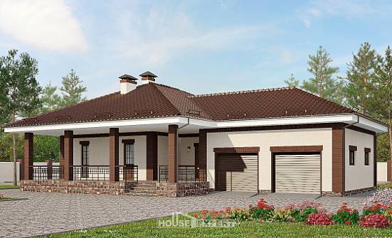160-015-П Проект одноэтажного дома и гаражом, небольшой домик из газосиликатных блоков Улан-Удэ | Проекты домов от House Expert