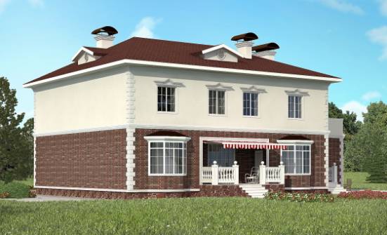 380-001-Л Проект двухэтажного дома и гаражом, большой коттедж из кирпича Северобайкальск | Проекты домов от House Expert