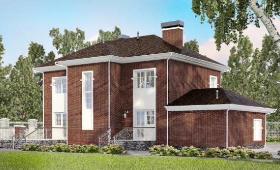 180-006-Л Проект двухэтажного дома и гаражом, простой коттедж из кирпича Гусиноозерск | Проекты домов от House Expert