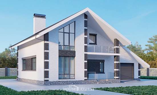 190-008-П Проект двухэтажного дома мансардный этаж, гараж, простой загородный дом из газобетона Гусиноозерск | Проекты домов от House Expert