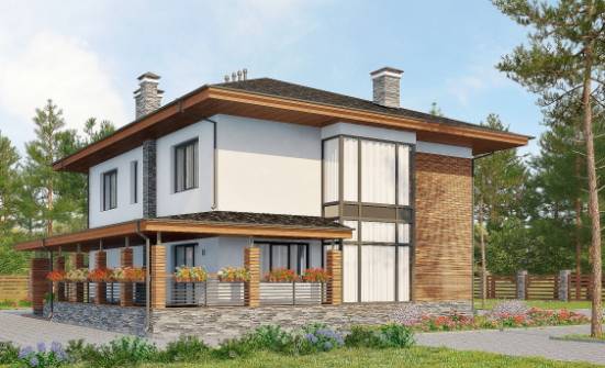 305-001-П Проект двухэтажного дома, гараж, современный загородный дом из керамзитобетонных блоков Гусиноозерск | Проекты домов от House Expert