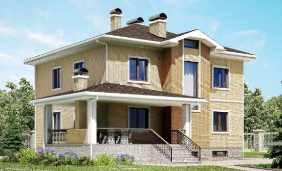 350-002-Л Проект трехэтажного дома, гараж, просторный домик из кирпича Улан-Удэ | Проекты домов от House Expert