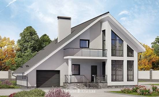 200-007-Л Проект двухэтажного дома мансардой, гараж, средний коттедж из пеноблока Улан-Удэ | Проекты домов от House Expert