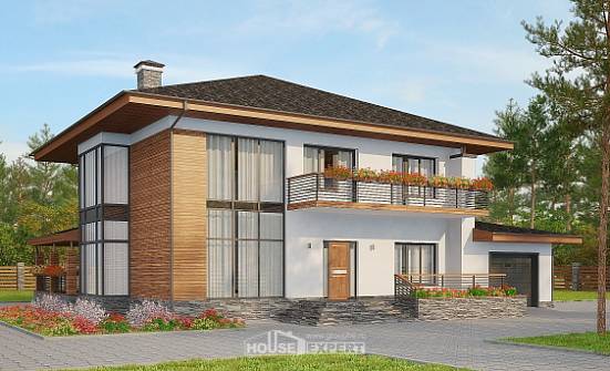 305-001-П Проект двухэтажного дома, гараж, современный загородный дом из керамзитобетонных блоков Гусиноозерск | Проекты домов от House Expert