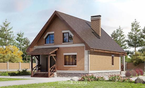 160-011-Л Проект двухэтажного дома с мансардой, простой коттедж из пеноблока Гусиноозерск | Проекты домов от House Expert