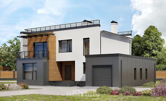 260-002-П Проект двухэтажного дома, гараж, уютный домик из блока Северобайкальск | Проекты домов от House Expert