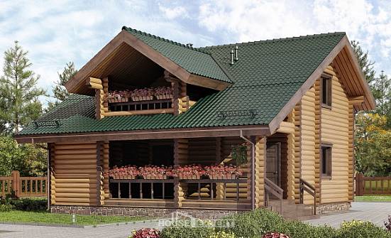 110-005-П Проект двухэтажного дома с мансардой, красивый коттедж из бревен Северобайкальск | Проекты домов от House Expert