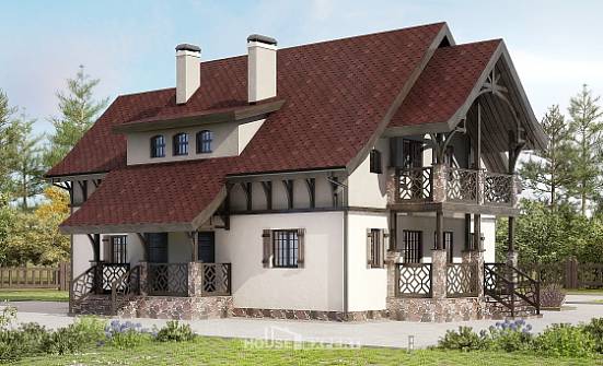 180-014-П Проект двухэтажного дома мансардой, бюджетный дом из твинблока Гусиноозерск | Проекты домов от House Expert