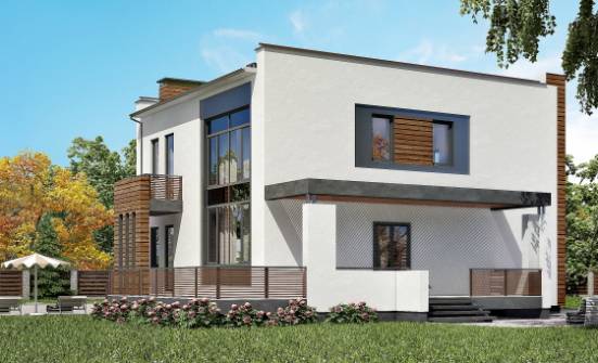 220-003-П Проект двухэтажного дома и гаражом, современный коттедж из арболита Гусиноозерск | Проекты домов от House Expert