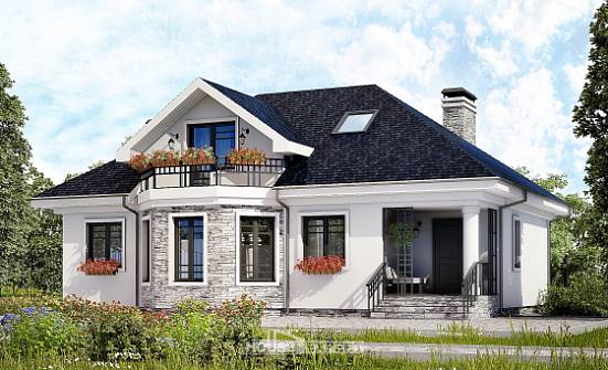 150-008-П Проект двухэтажного дома с мансардой, бюджетный коттедж из пеноблока Гусиноозерск | Проекты домов от House Expert