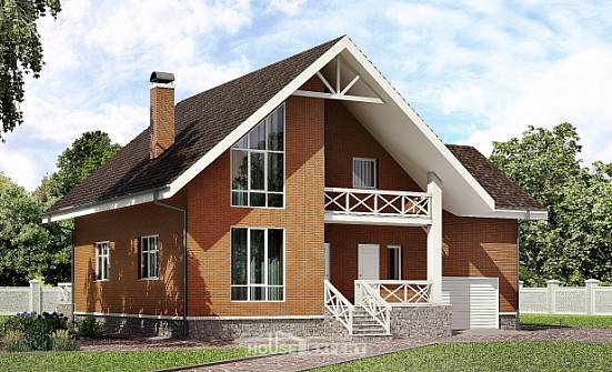 215-001-П Проект двухэтажного дома с мансардным этажом, гараж, уютный дом из арболита Гусиноозерск | Проекты домов от House Expert