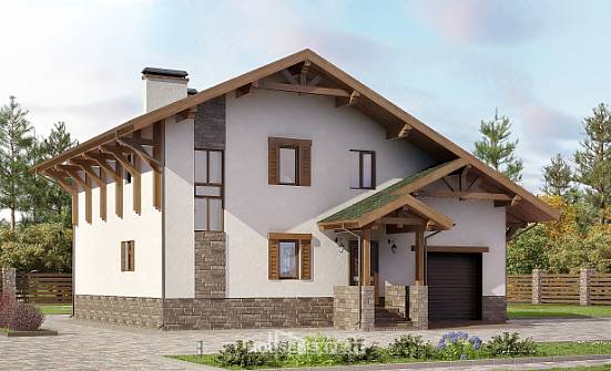 190-007-П Проект двухэтажного дома мансардой и гаражом, уютный домик из кирпича Северобайкальск | Проекты домов от House Expert