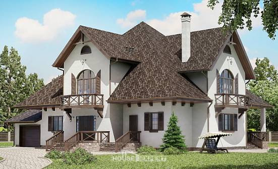 350-001-Л Проект двухэтажного дома с мансардой, гараж, современный домик из бризолита Гусиноозерск | Проекты домов от House Expert
