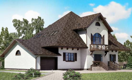 350-001-Л Проект двухэтажного дома с мансардой, гараж, современный домик из бризолита Гусиноозерск | Проекты домов от House Expert