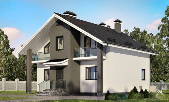 150-005-Л Проект двухэтажного дома с мансардой, простой домик из теплоблока Гусиноозерск | Проекты домов от House Expert