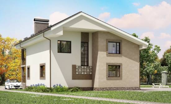 210-003-П Проект двухэтажного дома с мансардой, классический коттедж из бризолита Улан-Удэ | Проекты домов от House Expert