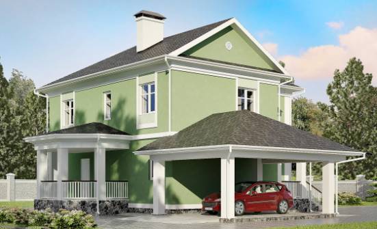 170-001-Л Проект двухэтажного дома и гаражом, небольшой коттедж из пеноблока Гусиноозерск | Проекты домов от House Expert