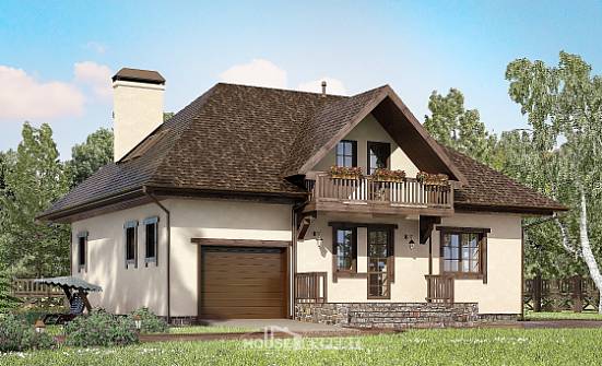 200-001-Л Проект двухэтажного дома с мансардой, гараж, простой домик из теплоблока Улан-Удэ | Проекты домов от House Expert