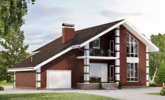 180-001-Л Проект двухэтажного дома мансардой и гаражом, бюджетный дом из газобетона Гусиноозерск | Проекты домов от House Expert