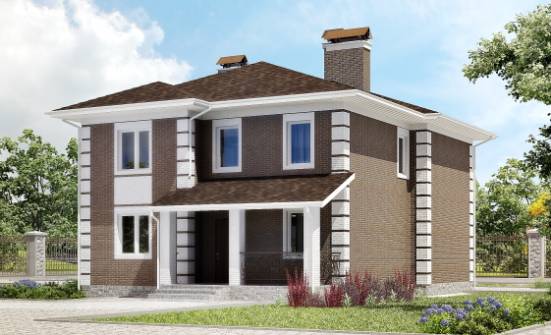 185-002-П Проект двухэтажного дома, компактный коттедж из бризолита Улан-Удэ | Проекты домов от House Expert
